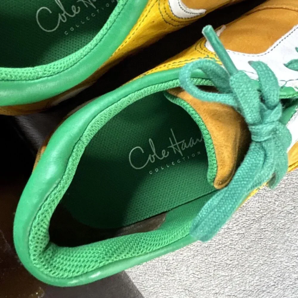 Cole Haan‎ Mundo Oxford Shoes Mens Size 8 Mustard Green Ostrich Leather C04504